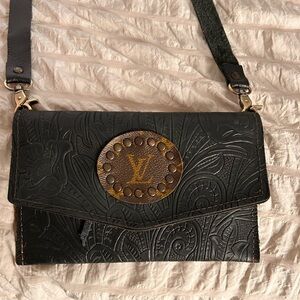 Black keep it gypsy up cycle Louis Vuitton Crossbody